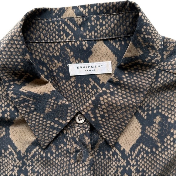 Equipment Black and Cream Snake Print Shirt - Picture 5 of 8